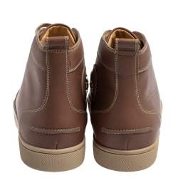 Pre Owned حذاء رياضي كريستيان لوبوتان مرتفع من أعلى جلد بيج مقاس 41