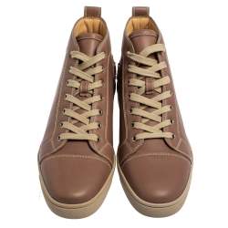 Pre Owned حذاء رياضي كري ستيان لوبوتان مرتفع من أعلى جلد بيج مقاس 41