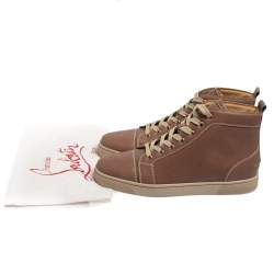 Pre Owned حذاء رياضي كريستيان لوبوتان مرتفع من أعلى جلد بيج مقاس 41