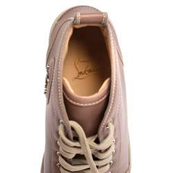 Pre Owned حذاء رياضي كريستيان لوبوتان مرتفع من أعلى جلد بيج مقاس 41