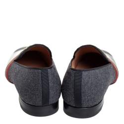 Pre Owned Christian Louboutin Multicolor Patent Leather And Wool Officer Smoking Slippers Size 44