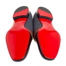 Pre Owned Christian Louboutin Multicolor Patent Leather And Wool Officer Smoking Slippers Size 44