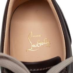Pre Owned Christian Louboutin Brown Leather Low Top Sneakers Size 42.5