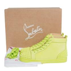 Pre Owned Christian Louboutin Neon Suede Louis Spikes Sneakers Size 40