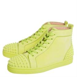 Pre Owned Christian Louboutin Neon Suede Louis Spikes Sneakers Size 40