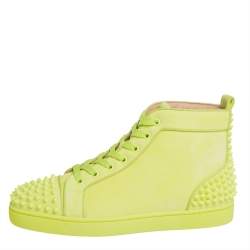 Pre Owned Christian Louboutin Neon Suede Louis Spikes Sneakers Size 40