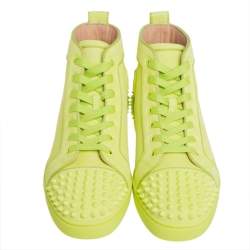 Pre Owned Christian Louboutin Neon Suede Louis Spikes Sneakers Size 40