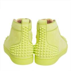 Pre Owned Christian Louboutin Neon Suede Louis Spikes Sneakers Size 40