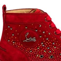 Pre Owned Christian Louboutin Red Suede Galaxtitude High Top Sneakers Size 40