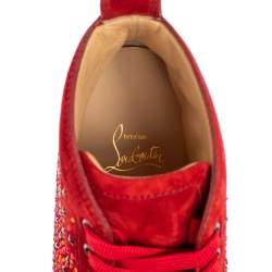 Pre Owned Christian Louboutin Red Suede Galaxtitude High Top Sneakers Size 40