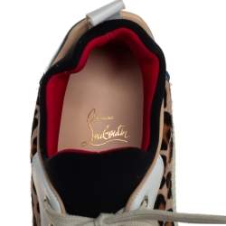 مملوكة مسبقًا Christian Louboutin Multicolor Leather Fabric and Pony Hair Aurelien Low Top Sneakers Size 40