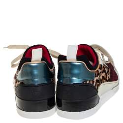 مملوكة مسبقًا Christian Louboutin Multicolor Leather Fabric and Pony Hair Aurelien Low Top Sneakers Size 40