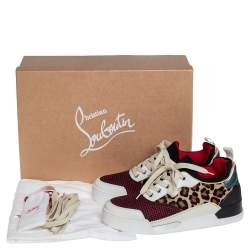 مملوكة مسبقًا Christian Louboutin Multicolor Leather Fabric and Pony Hair Aurelien Low Top Sneakers Size 40