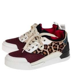 مملوكة مسبقًا Christian Louboutin Multicolor Leather Fabric and Pony Hair Aurelien Low Top Sneakers Size 40