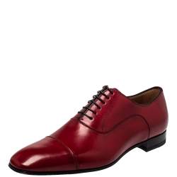 Pre Owned Christian Louboutin Red Leather Greggo Oxford Size 42 