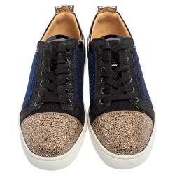 مملوكة مسبقًا Christian Louboutin Multicolor Mesh And Leather Louis Junior Low Top Sneakers Size 42