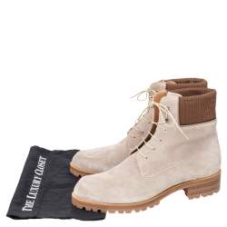 Christian Louboutin Beige Suede Trapman Ankle Boots Size 44