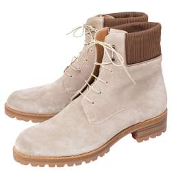 Christian Louboutin Beige Suede Trapman Ankle Boots Size 44