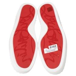 Pre Owned Christian Louboutin White Leather Roller Boat Spike Slip On Sneakers Size 44.5