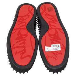 مملوكة مسبقًا Christian Louboutin Black Leather Roller Boat Spike Slip On Sneakers Size 44.5