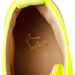 Christian Louboutin Neon Green Suede And Leather Louis P Strass II High Top Sneakers Size 41.5