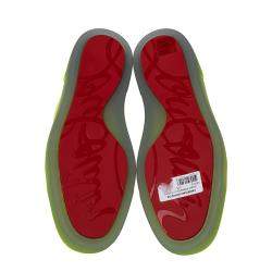 Christian Louboutin Neon Green Suede And Leather Louis P Strass II High Top Sneakers Size 41.5