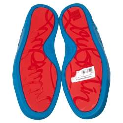 Pre Owned Christian Louboutin Blue Suede Louis Junior Strass Low Top Sneakers Size 40 