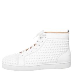 Pre Owned Christian Louboutin White Leather Louis Spike High Top Sneakers Size 44.5
