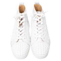Pre Owned Christian Louboutin White Leather Louis Spike High Top Sneakers Size 44.5