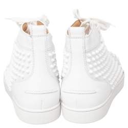Pre Owned Christian Louboutin White Leather Louis Spike High Top Sneakers Size 44.5