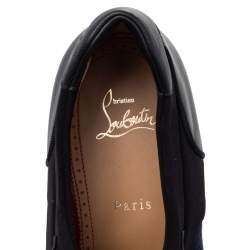 Christian Louboutin Black Leather, Denim, And Neoprene Lace Up Mika Sky Derby Size 44