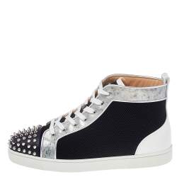 Christian Louboutin Multicolor Mesh And Patent Leather Lou Spikes High Top Sneakers Size 44