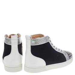 Christian Louboutin Multicolor Mesh And Patent Leather Lou Spikes High Top Sneakers Size 44
