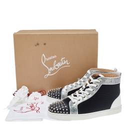 Christian Louboutin Multicolor Mesh And Patent Leather Lou Spikes High Top Sneakers Size 44