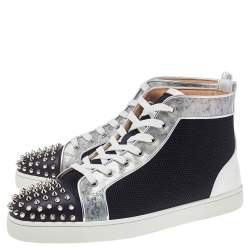 Christian Louboutin Multicolor Mesh And Patent Leather Lou Spikes High Top Sneakers Size 44