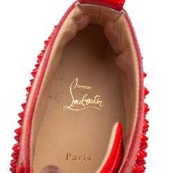 Pre Owned Christian Louboutin Orange Leather Louis Spike Sneakers Size 45.5