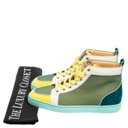Pre Owned Christian Louboutin Multicolor Patent Leather, Mesh Louis High Top Sneakers Size 44