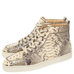 Christian Louboutin Beige Python Leather Rantus Orlato High Top Sneakers Size 44.5