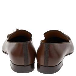 مملوكة مسبقًا  Christian Louboutin Brown Leather Dandelion Spiked Tassel Loafers Size 40