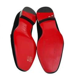 Pre Owned حذاء لوفرز كريستيان لوبوتان سليب أون فلات داندليو قطيفة أسود مقاس 40