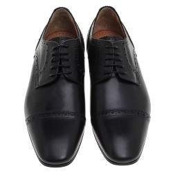 مملوكة مسبقًا حذاء دربي كريستيان لوبوتان ألفا ميت جلد بروغي أسود مقاس 39