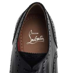 مملوكة مسبقًا حذاء دربي كريستيان لوبوتان ألفا ميت جلد بروغي أسود مقاس 39