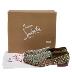 Pre Owned حذاء سموكينغ سليبرز كريستيان لوبوتان رولينغ سبايكس كانفاس متعدد الألوان مقاس 41