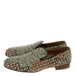 Pre Owned حذاء سموكينغ سليبرز كريستيان لوبوتان رولينغ سبايكس كانفاس متعدد الألوان مقاس 41