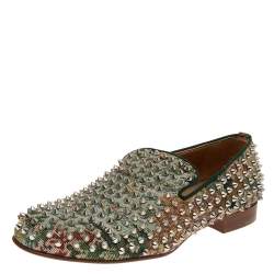 Pre Owned حذاء سموكينغ سليبرز كريستيان لوبوتان رولينغ سبايكس كانفاس متعدد الألوان مقاس 41