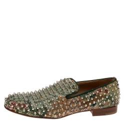 Pre Owned حذاء سموكينغ سليبرز كريستيان لوبوتان رولينغ سبايكس كانفاس متعدد الألوان مقاس 41