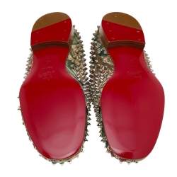 Pre Owned حذاء سموكينغ سليبرز كريستيان لوبوتان رولينغ سبايكس كانفاس متعدد الألوان مقاس 41