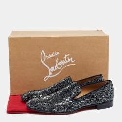 Christian Louboutin Black Suede Dandelion Strass Smoking Slippers Size 41.5