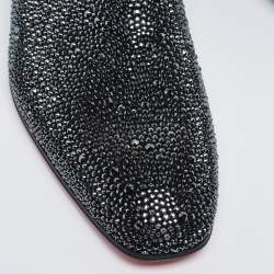 Christian Louboutin Black Suede Dandelion Strass Smoking Slippers Size 41.5