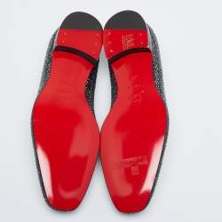 Christian Louboutin Black Suede Dandelion Strass Smoking Slippers Size 41.5
